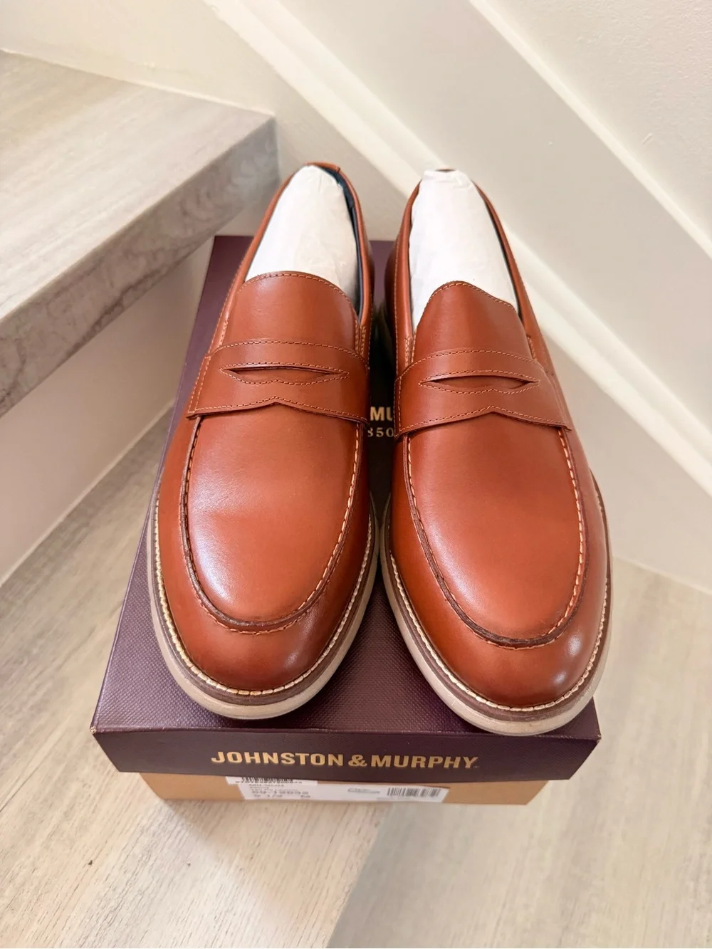 Johnston & Murphy Tan Leather Penny Loafers